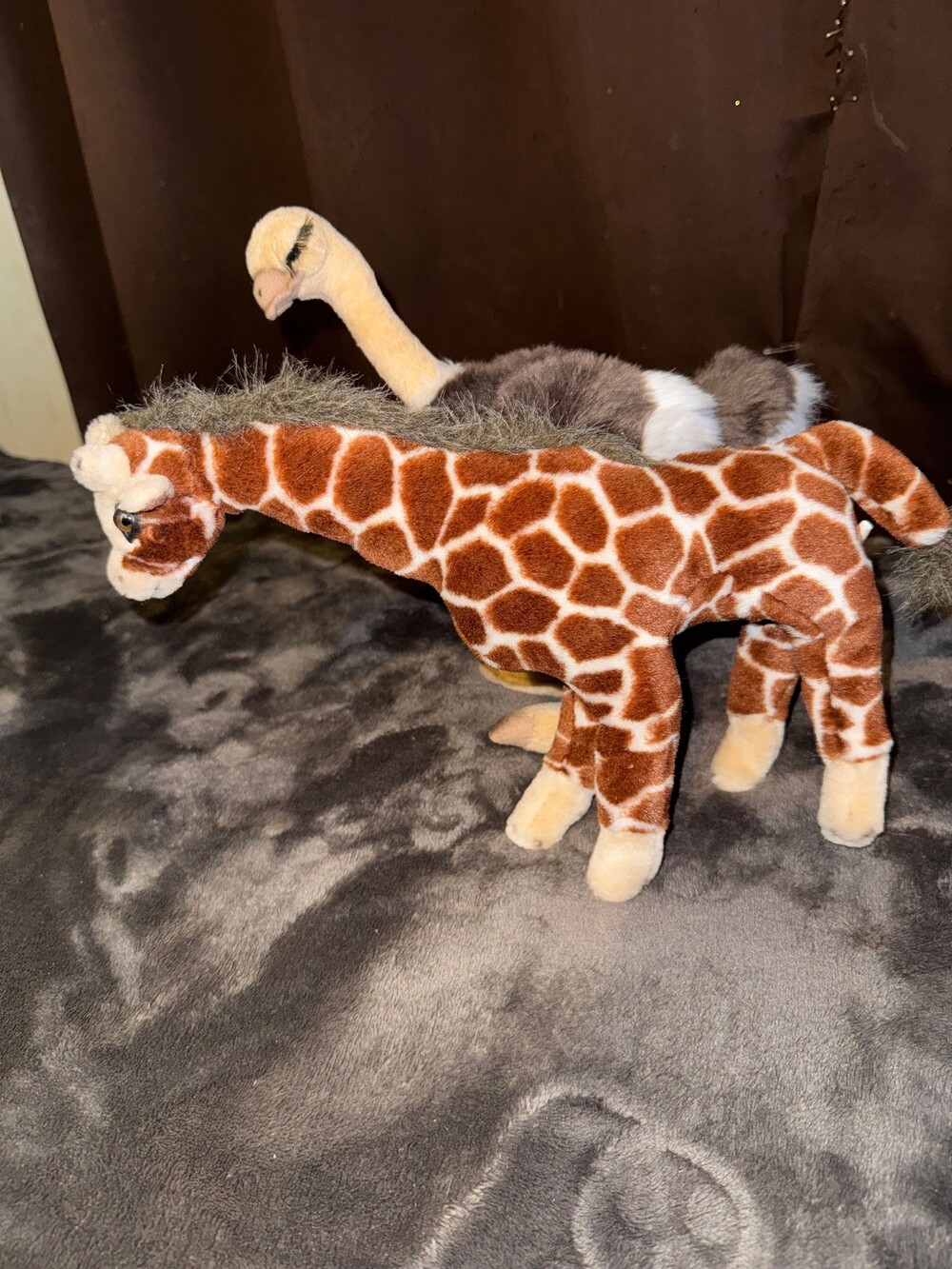 Moveable  10-12in Soft Plush giraffe and Ostrich